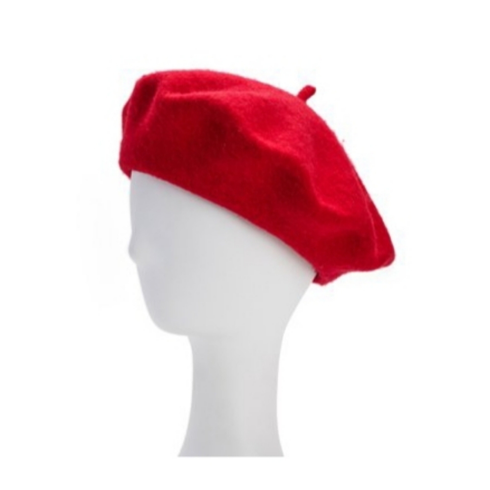 Red Comforterable Fit Wool Blend Beret Super Soft